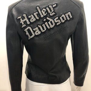 Woman's Black Leather Harley Davidson Jacket